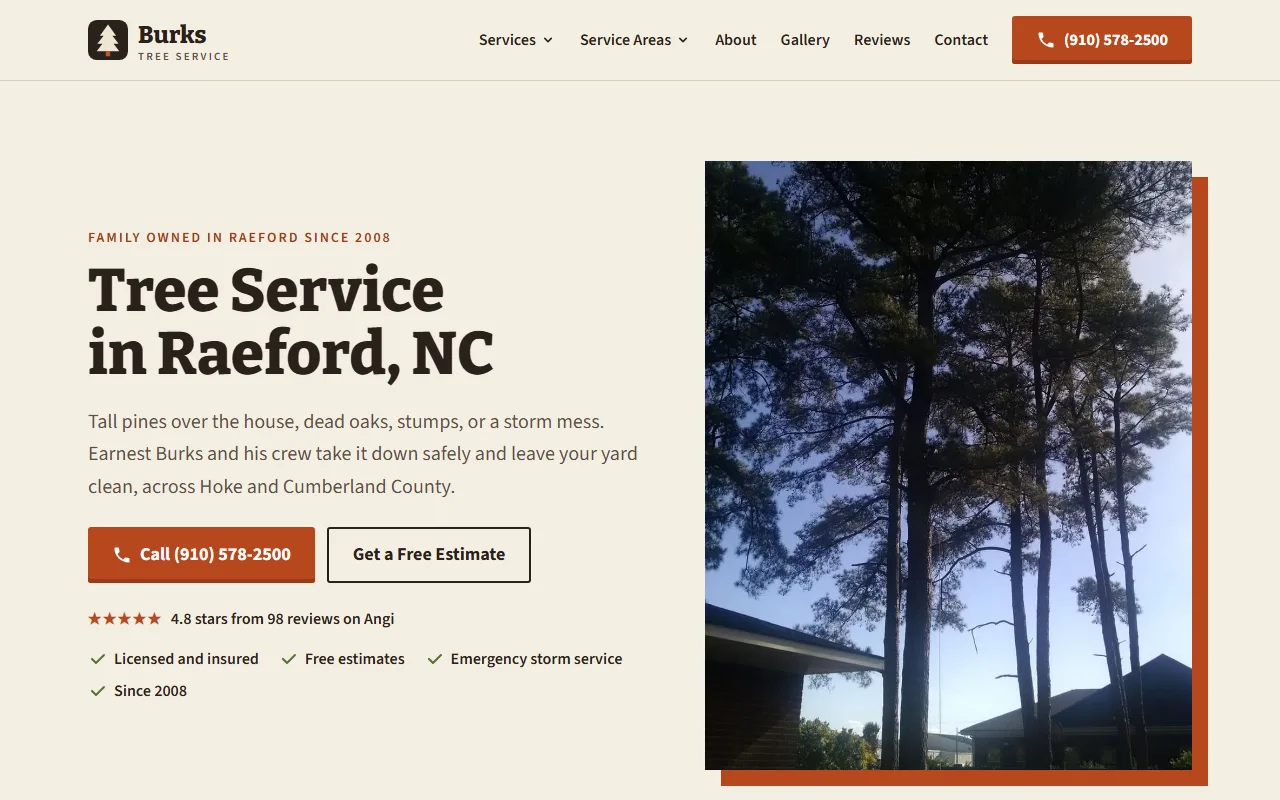 Burks Tree Service website